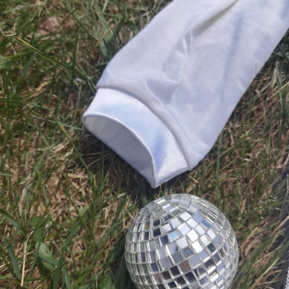 Sheer Sexy Vintage 80s BodySuit With Satin Edging Cream White - Picture 4 of 5